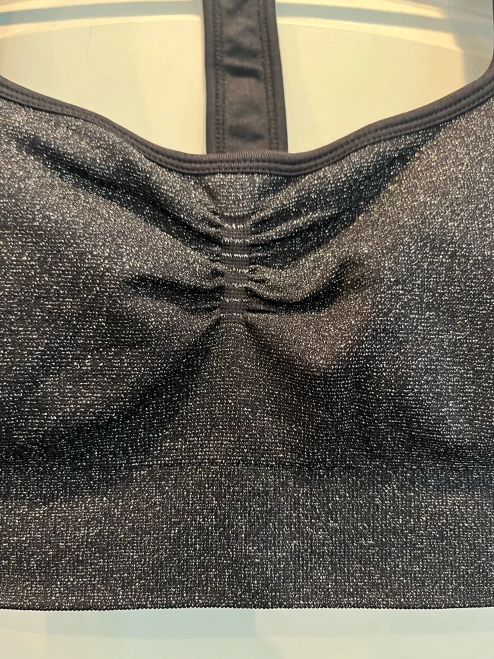 Halara Shimmery Black Racerback Sports Bra XL New Sparkle Activewear Yoga Gym